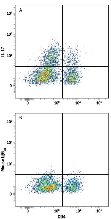 Detection of IL-17/IL-17A antibody in Mouse Splenocytes Stimulated to Induce Th17 Cells antibody by Flow Cytometry.