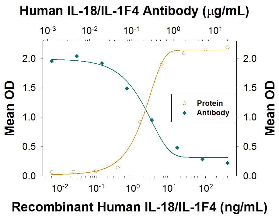 IFN-gamma  Secretion Induced by IL-18/IL-1F4 and Neutralization by Human IL-18/IL-1F4 Antibody.