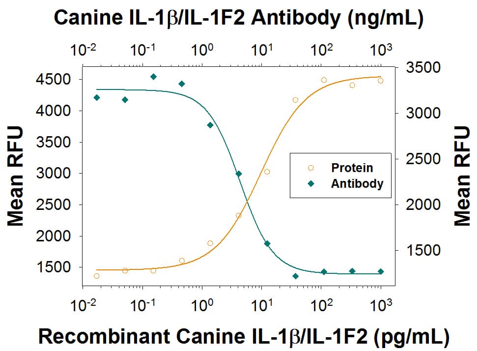 Cell Proliferation Induced by IL-1 beta/IL-1F2 and Neutral-ization by Canine IL‑1 beta/IL‑1F2 Antibody.