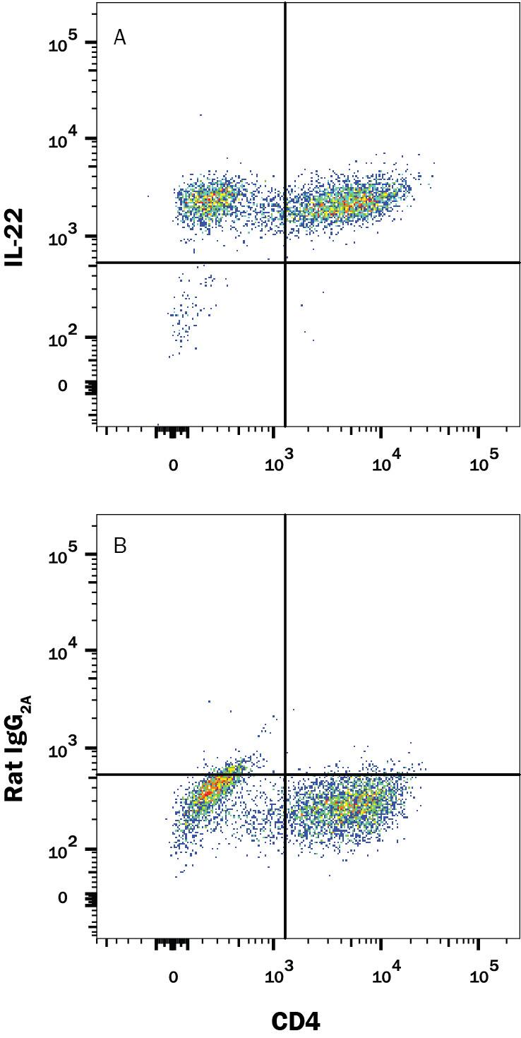 Detection of IL-22 antibody in Th17 Mouse Splenocytes antibody by Flow Cytometry.