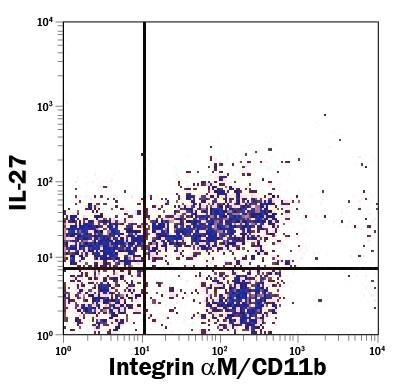 Detection of IL-27 antibody in Mouse Splenocytes antibody by Flow Cytometry.