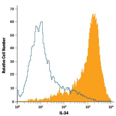 Detection of IL-34 antibody in NS0 Mouse Cell Line Transfected with Human IL-34 antibody by Flow Cytometry.