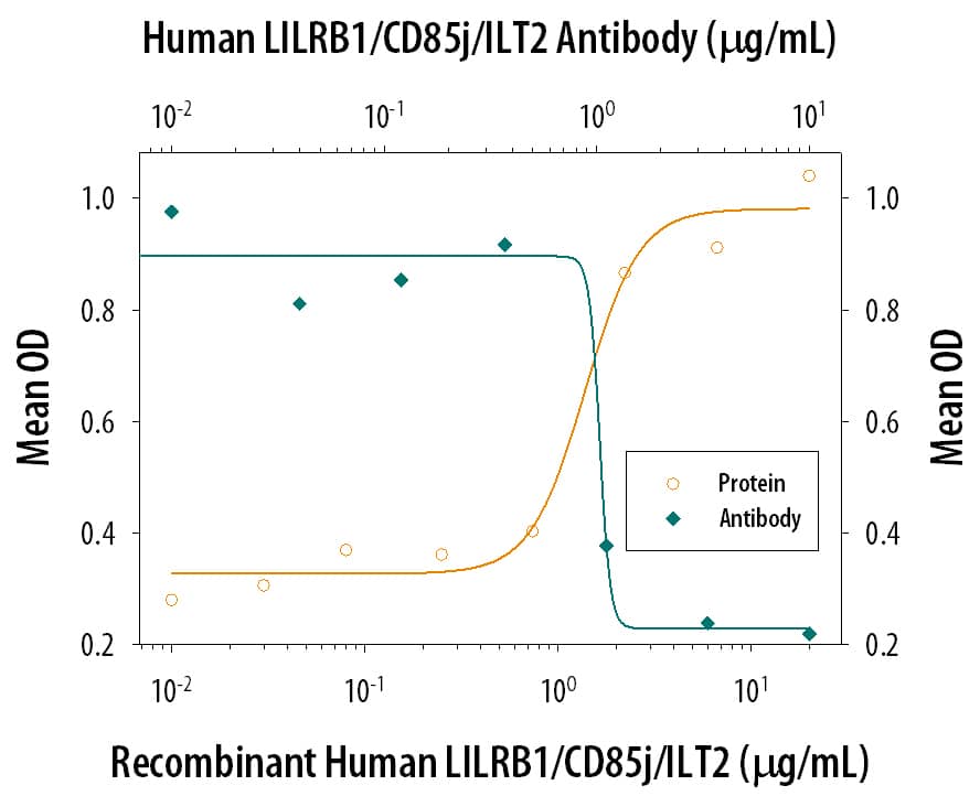 Cell Adhesion Mediated by LILRB1/CD85j/ILT2 and Neutralization by Human LILRB1/CD85j/ILT2 Antibody.