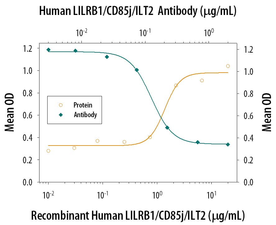 Cell Adhesion Mediated by LILRB1/CD85j/ILT2 and Neutralization by Human LILRB1/CD85j/ILT2 Antibody.