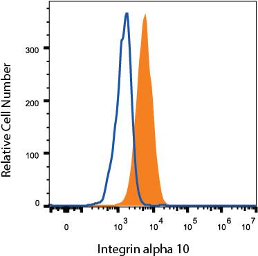 Detection of Integrin alpha 10 antibody in C2C12 Mouse Cell Line antibody by Flow Cytometry.