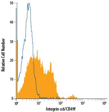 Detection of Integrin a6/CD49f antibody in Human Blood Lymphocytes antibody by Flow Cytometry.