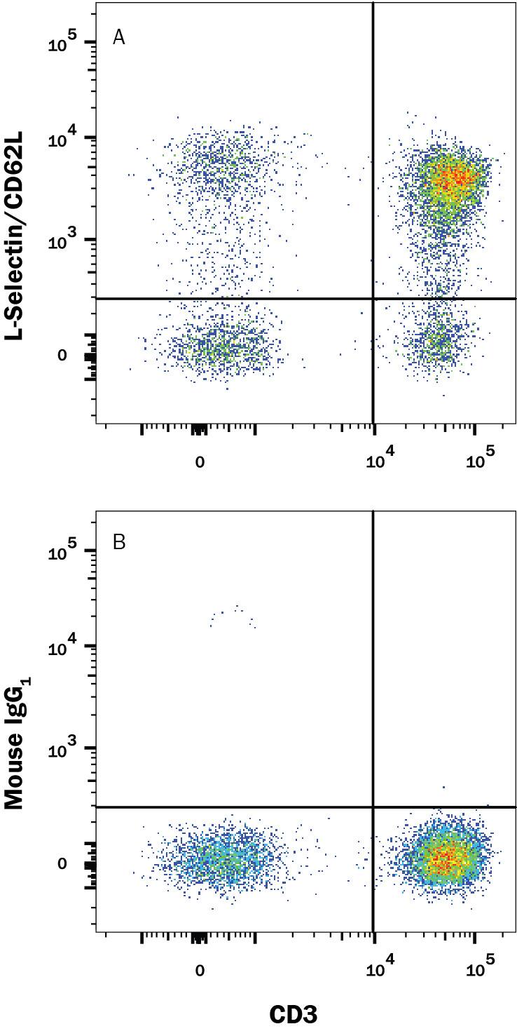 Detection of L-Selectin/CD62L antibody in Human PBMCs antibody by Flow Cytometry.