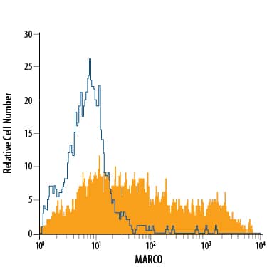 Detection of MARCO antibody in Mouse Splenocytes antibody by Flow Cytometry.