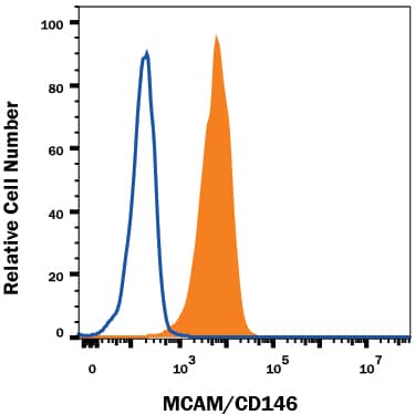 Detection of MCAM/CD146 antibody in PC-12 Rat Cell Line antibody by Flow Cytometry.