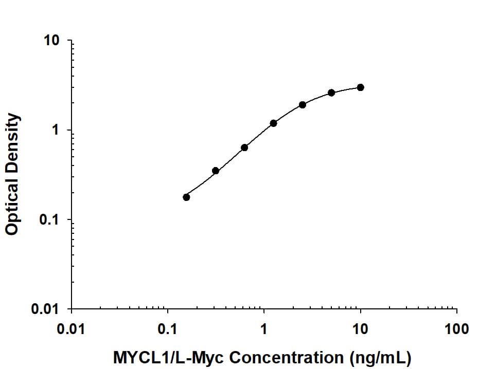 Human MYCL1/L-Myc Antibody in ELISA Standard Curve.