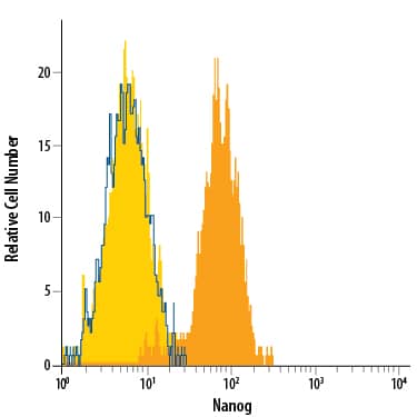 Detection of Nanog antibody in D3 Mouse Cell Line antibody by Flow Cytometry.