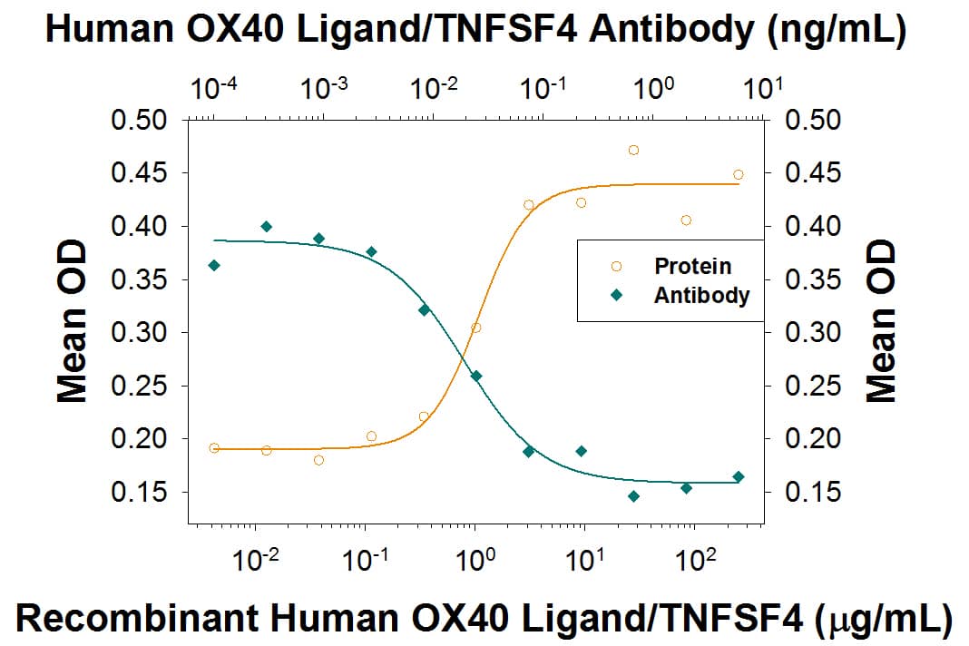 IL-8 Secretion Induced by OX40 Ligand/TNFSF4 and Neutralization by Human OX40 Ligand/TNFSF4 Antibody.