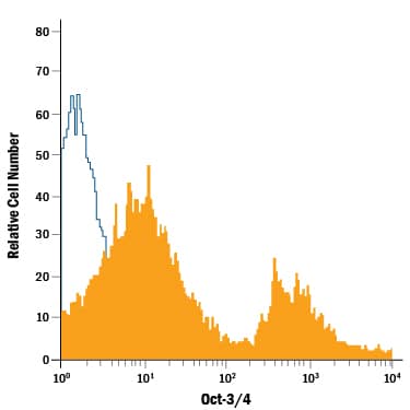Detection of Oct-3/4 antibody in Mouse Stem Cells antibody by Flow Cytometry.