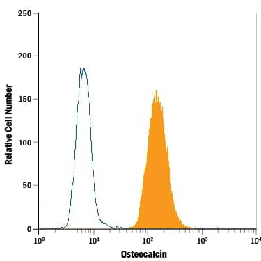 Detection of Osteocalcin antibody in Saos-2 Human Cell Line antibody by Flow Cytometry.