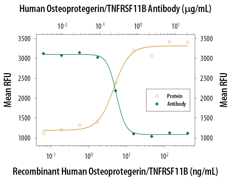 Osteoprotegerin/TNFRSF11B Inhibition of TRAIL/ TNFSF10-induced Cyto-toxicity and Neutral-ization by Human Osteoprotegerin/ TNFRSF11B Antibody.