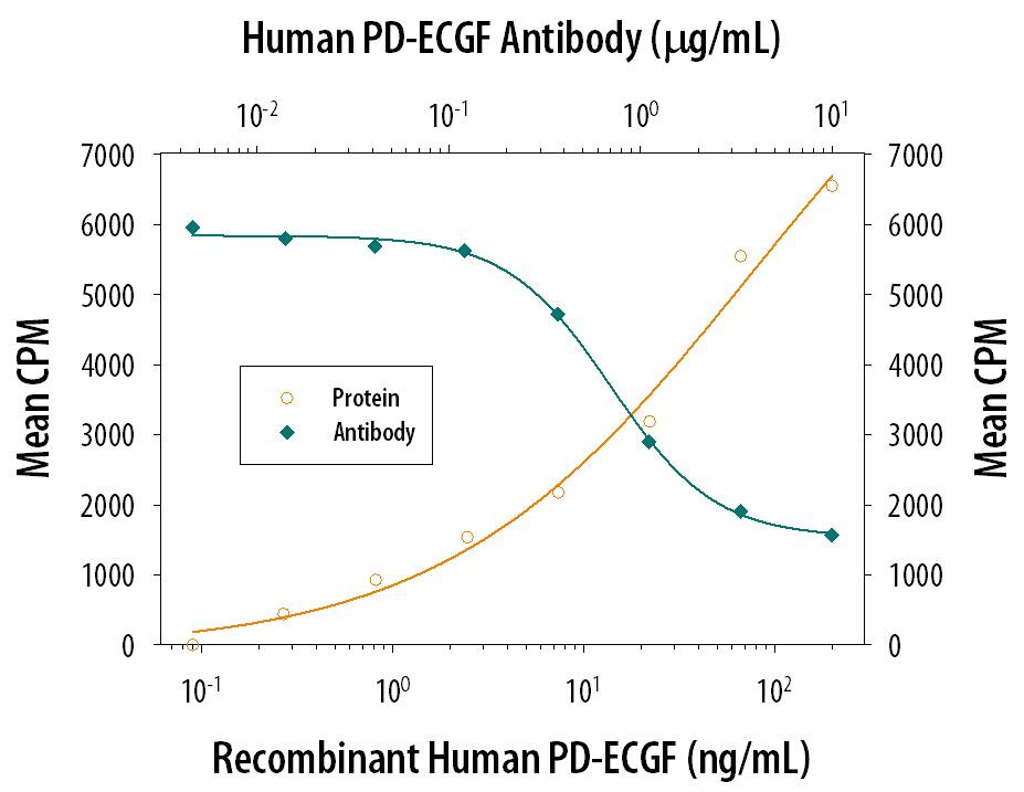 Cell Proliferation Induced by PD‑ECGF/Thymidine Phosphorylase and Neutralization by Human PD‑ECGF/Thymidine Phosphorylase Antibody.