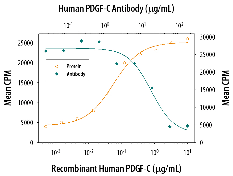 Cell Proliferation Induced by PDGF-CC and Neutralization by Human PDGF-C Antibody.