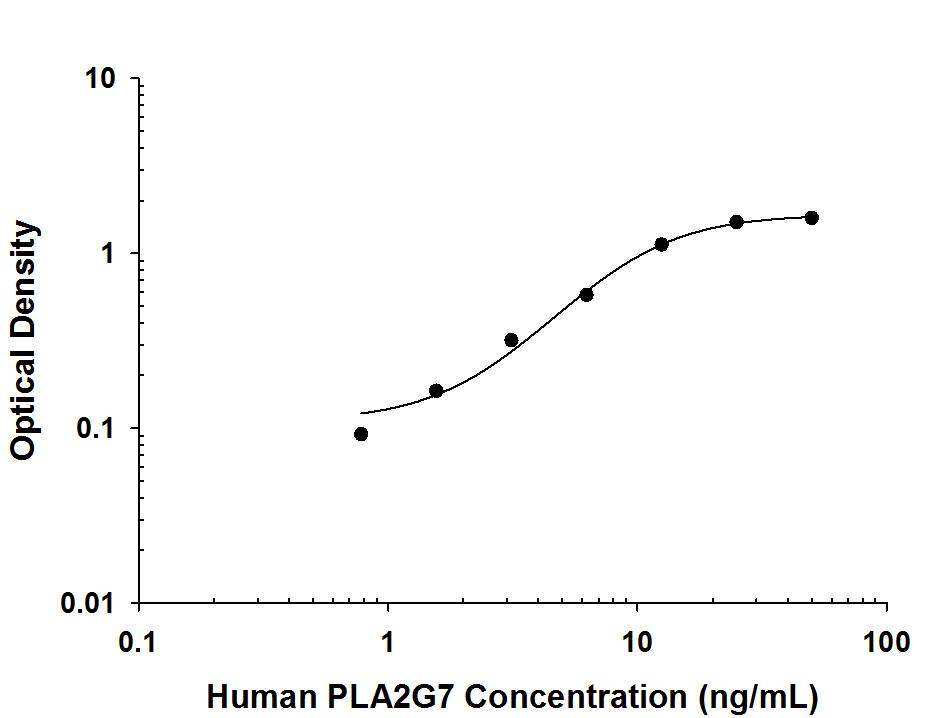 Human PLA2G7/PAF-AH/Lp-PLA2 Antibody in ELISA Standard Curve.