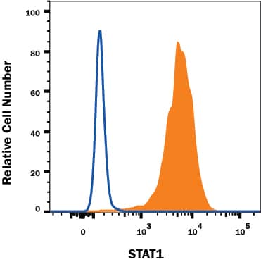 Detection of STAT1 antibody in HeLa Human Cell Line antibody by Flow Cytometry.