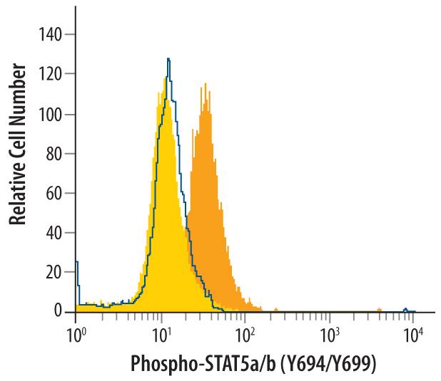 Detection of STAT5a/b antibody in Daudi Human Cell Line antibody by Flow Cytometry.