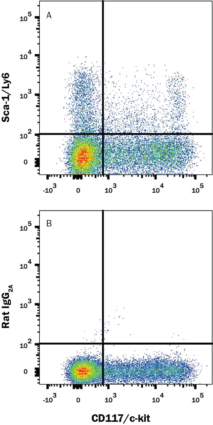 Detection of Sca-1/Ly6 antibody in Mouse Splenocytes antibody by Flow Cytometry.