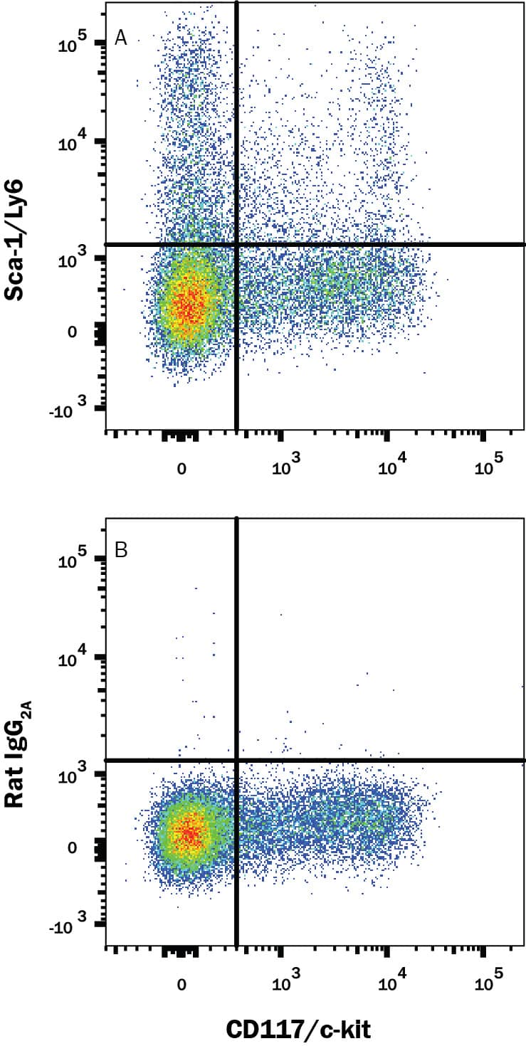 Detection of Sca-1/Ly6 antibody in Mouse Splenocytes antibody by Flow Cytometry.