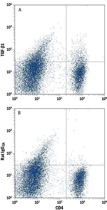 Detection of LAP (TGF-beta 1) antibody in Mouse iTreg cells antibody by Flow Cytometry.