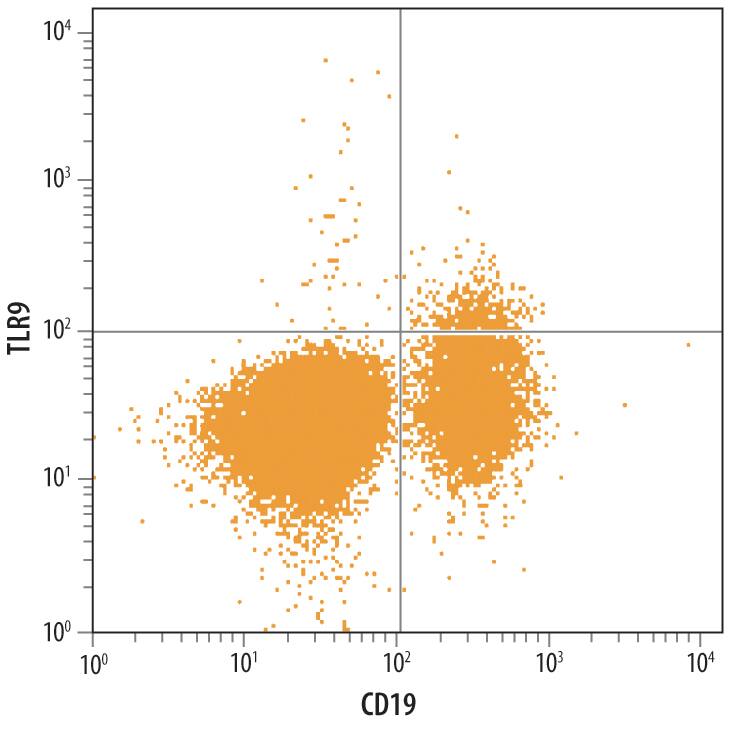 Detection of TLR9 antibody in Human PBMC lymphocytes antibody by Flow Cytometry.