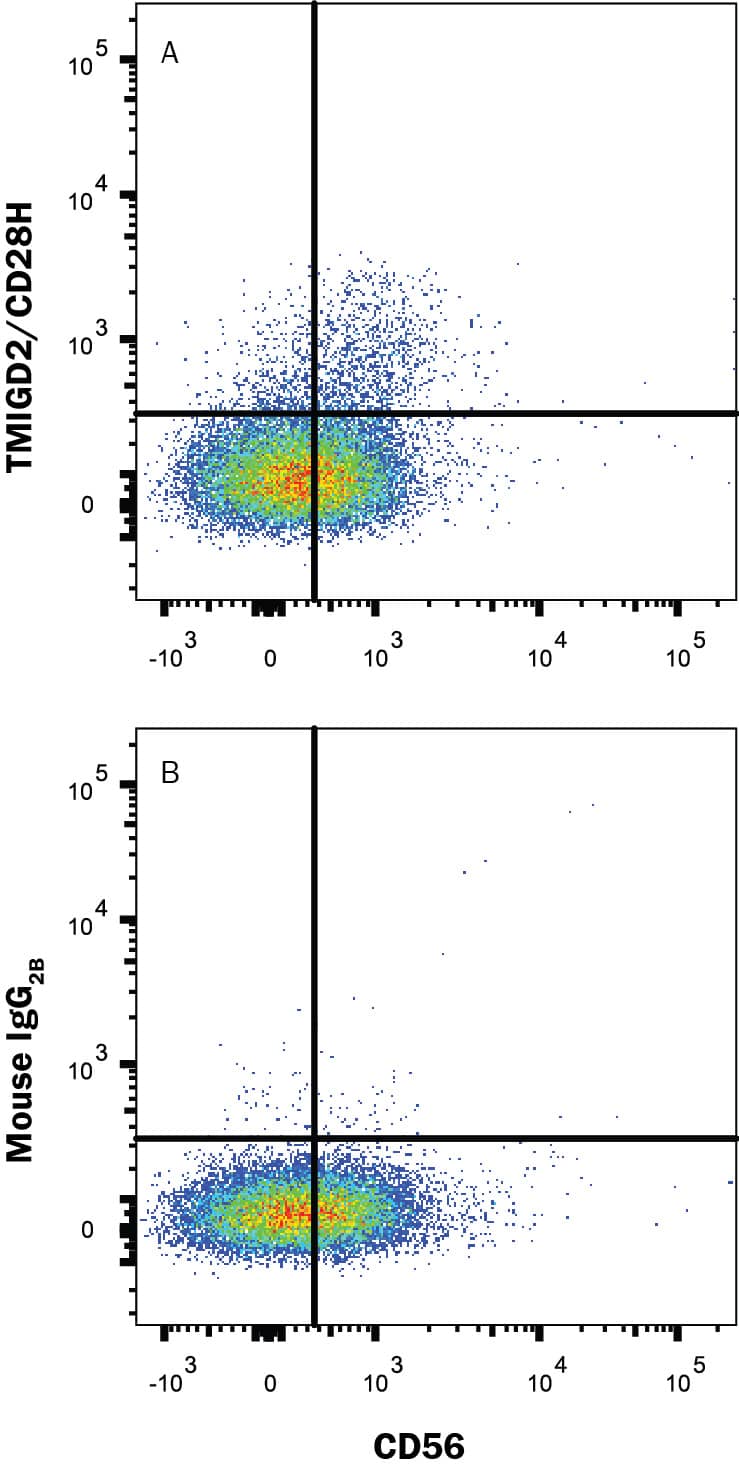 Detection of TMIGD2/CD28H antibody in Human PBMC antibody by Flow Cytometry.