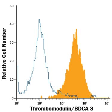 Detection of Thrombomodulin/BDCA-3 antibody in bEnd.3 Mouse Cell Line antibody by Flow Cytometry.