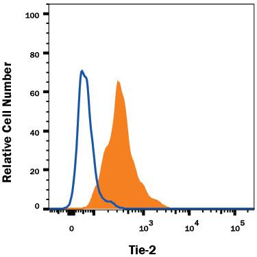 Detection of Tie-2 antibody in HUVEC Human Cells antibody by Flow Cytometry.