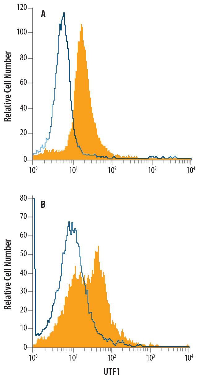 Detection of UTF1 antibody in D3 Mouse Cell Line antibody by Flow Cytometry.