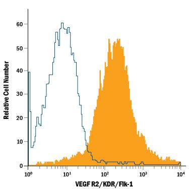 Detection of VEGF R2/KDR/Flk-1 antibody in bEnd.3 Mouse Cell Line antibody by Flow Cytometry.