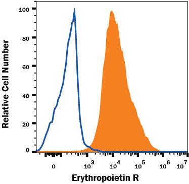 Detection of Erythropoietin R antibody in TF-1 Human Cell Line antibody by Flow Cytometry.