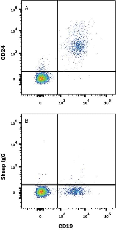 Detection of CD24 antibody in Human Blood Lymphocytes antibody by Flow Cytometry.