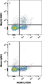 Detection of NKp30/NCR3 antibody in Human Blood Lymphocytes antibody by Flow Cytometry.
