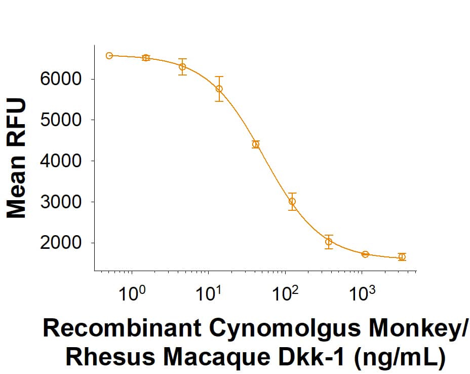 Recombinant Cynomolgus/Rhesus Macaque Dkk-1 Protein Bioactivity