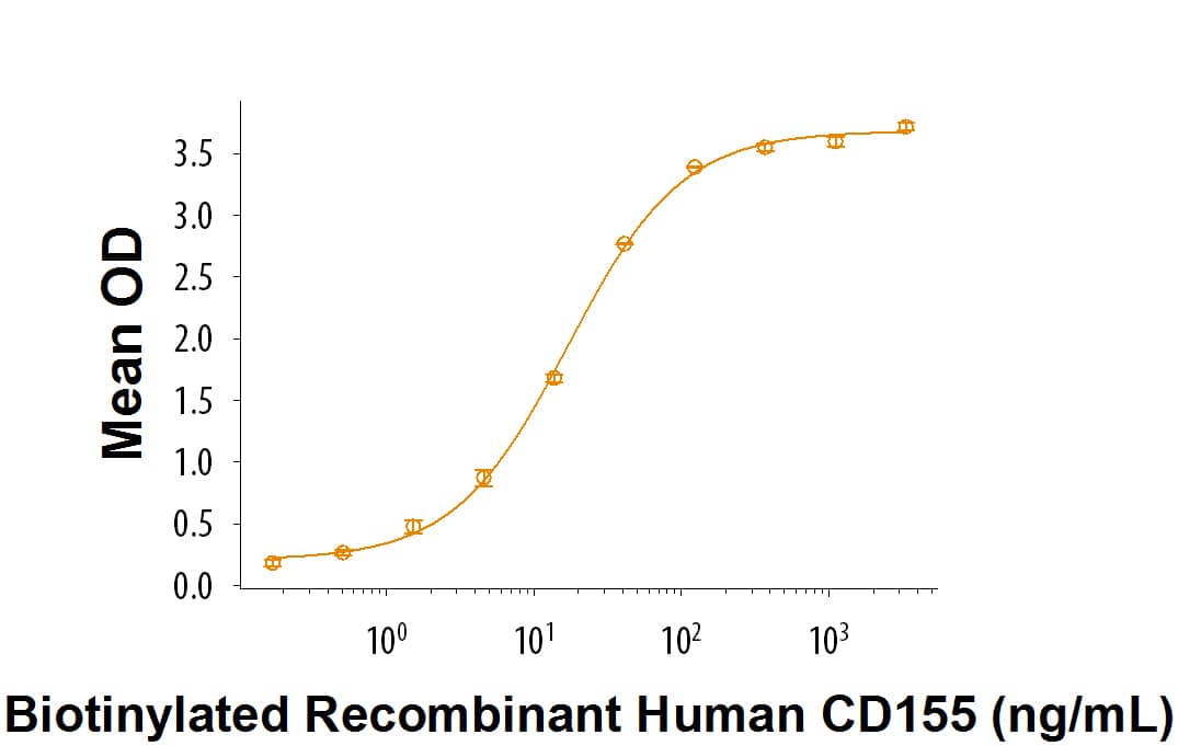 Recombinant Human CD155/PVR Fc Chimera Biotin Protein Binding Activity