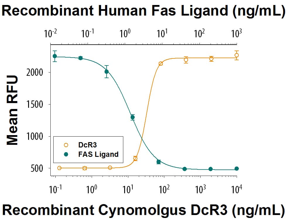 Recombinant Cynomolgus DcR3/TNFRSF6B Fc Chimera Protein Bioactivity