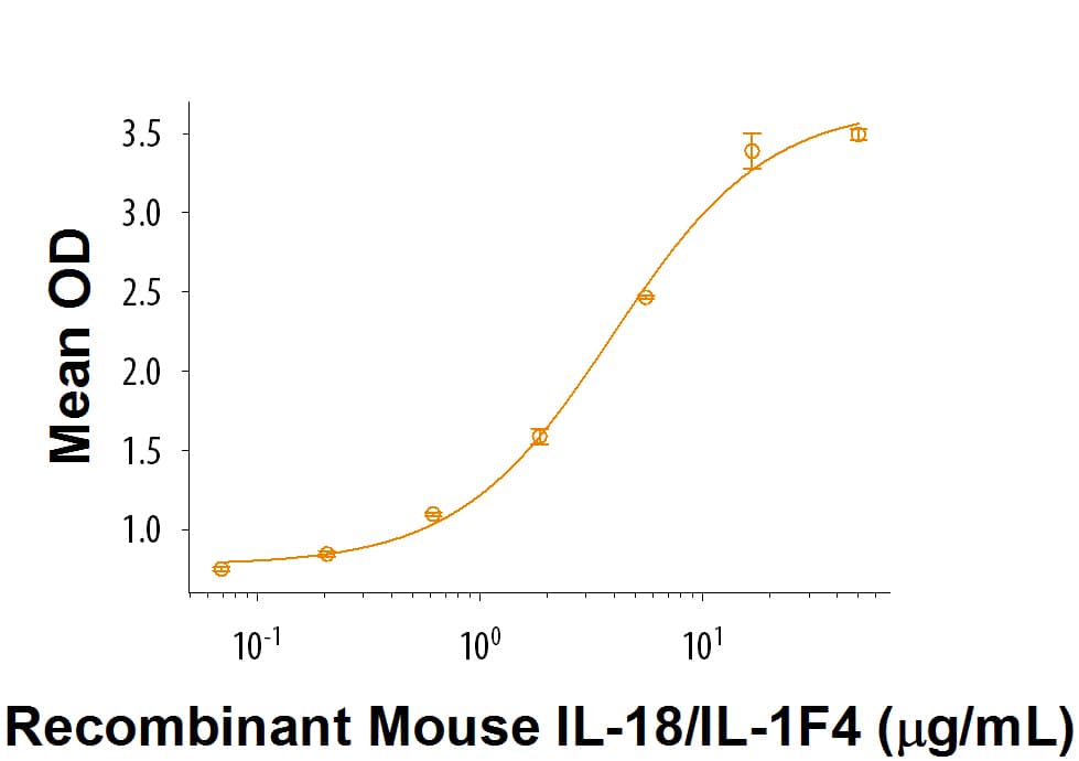 Recombinant Mouse IL-18 R beta/IL-1 R7 Fc Chimera Bioactivity