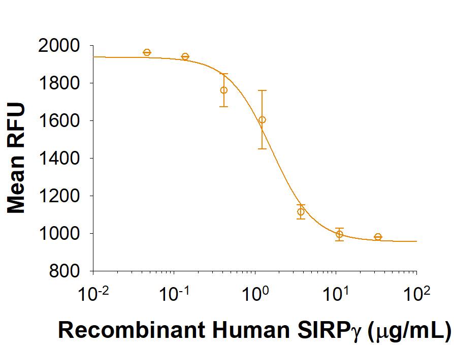 Recombinant Human SIRP gamma/CD172g Fc Chimera Protein Bioactivity