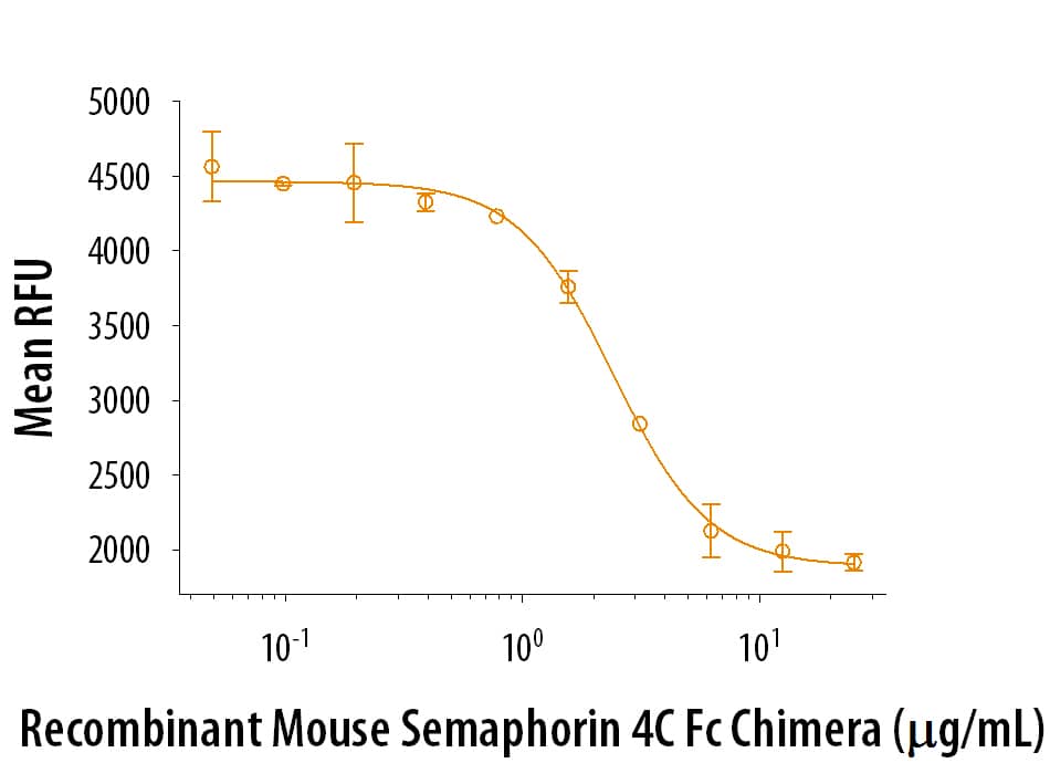 Recombinant Mouse Semaphorin 4C Fc Chimera Protein Bioactivity