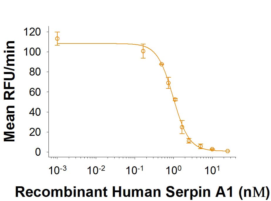 Recombinant Human Serpin A1/alpha-1-Antitrypsin Protein Enzyme Activity