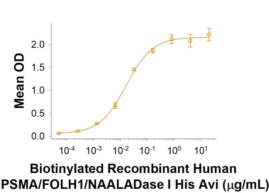 Recombinant Human PSMA/FOLH1/NAALADase I His Avi Protein Binding Activity