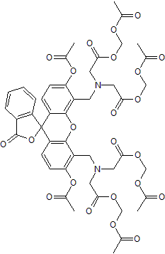 Cell permeable compound; hydrolyzed to become fluorescent in living cells