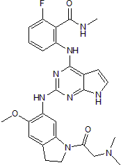 Potent IR and IGF1R inhibitor; also inhibits anaplastic lymphoma kinase (ALK)