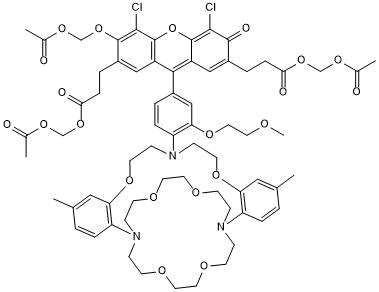 Fluorescent potassium ion (K+) indicator, membrane permeable