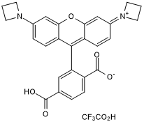 Yellow dye (Reactive group: free acid). Applications: super resolution microscopy e.g. dSTORM &amp; STED, confocal, flow and live cell imaging