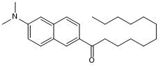 Polarity sensitive lipid membrane fluorescent probe; used for imaging lipid rafts