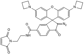 Yellow photoactivatable dye (Reactive group: maleimide). Application: flow cytometry, confocal microscopy, super-resolution microscopy including dSTORM & STED. Suitable for live cell imaging
